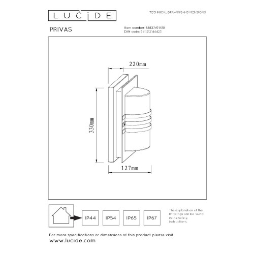 Настенный светильник Lucide Privas 14827/01/30