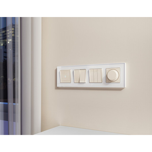 Комплект механизма 2-клавишного перекрестного выключателя 10A-250V Alfa Бежевый глянец Quant Ambrella Volt MA303030 (AP3030, VM125)