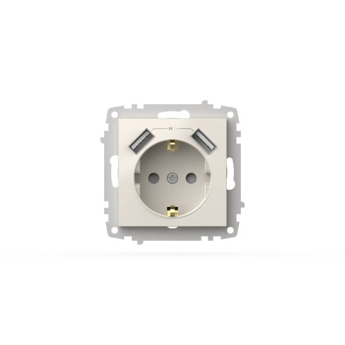 Розетка с заземлением и защитой от детей + два входа USB для заряда устройства ELBI Zena Vega 609-010200-317