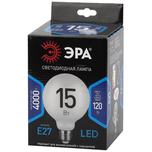 Лампа светодиодная Эра E27 15W 4000K F-LED G125-15w-840-E27 OPAL Б0047039