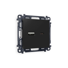 Комплект механизма розетки 2USB A+C 20W (быстрая зарядка) Ambrella Volt Alfa MA811010