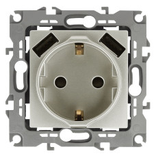 Розетка 2P+E со шторками и 2xUSB Эра 12-4109-15 Б0047849