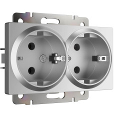 Розетка двойная с заземлением Werkel серебряный W1172006 4690389156465