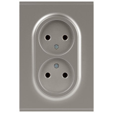 Розетка Эра Arktik 16-2107-07 без заземления двойная 2X2P 16А-250В титан Б0071687
