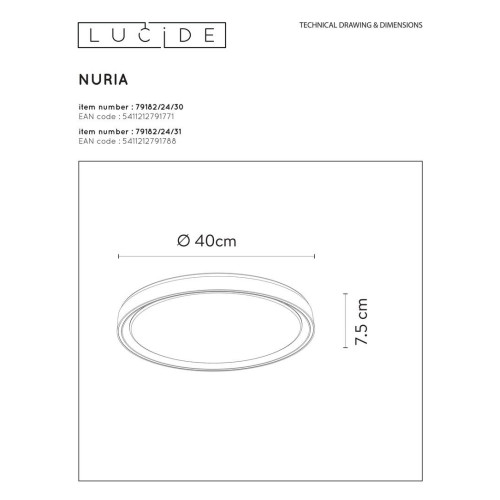 Потолочный светильник Lucide Nuria 79182/24/31