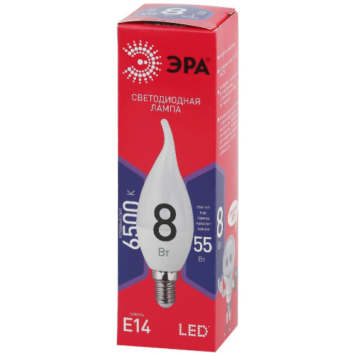 Лампа светодиодная Эра E14 8W 6500K LED BXS-8W-865-E14 R Б0045345