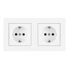 Розетка двойная (двухпостовая) с/з и шторками Arte Milano SET06-2-40-1x2 white