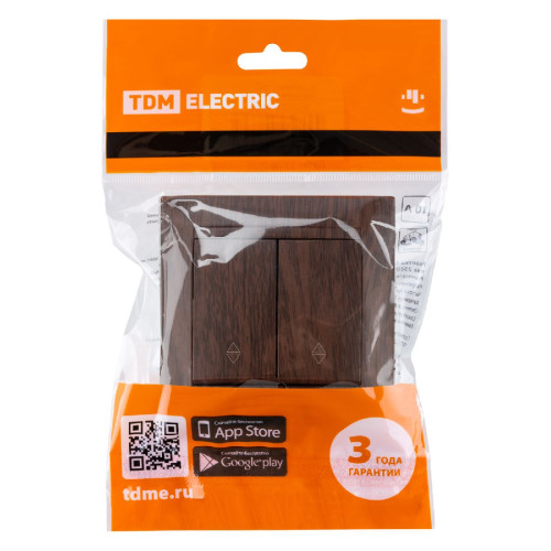 Выключатель двухклавишный на 2 направления Лама TDM Electric SQ1815-0407