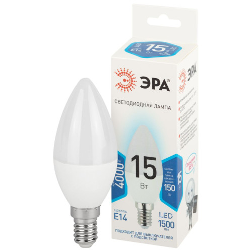 Лампа светодиодная Эра STD LED B35-15W-840-E14 4000K свеча