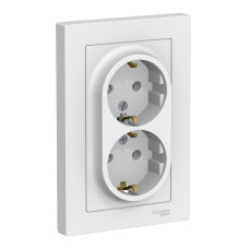 Розетка двойная с/з, 16А, в сборе Systeme Electric AtlasDesign Лотос ATN001324