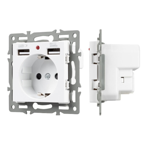 Механизм розетки с USB зарядкой Arlight SCT-MUAA-PL-WH (250V, 16A) 043733