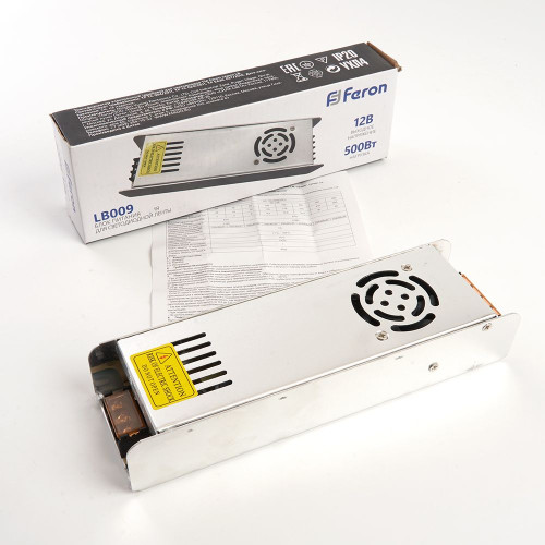 Трансформатор для светодиодной ленты Feron LB009 500Вт 12В IP20 48009