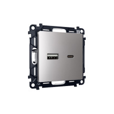 Комплект механизма розетки 2USB A+C 20W (быстрая зарядка) Ambrella Volt Alfa MA511010