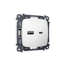 Комплект механизма розетки 2USB A+C 20W (быстрая зарядка) Ambrella Volt Omega MO131010