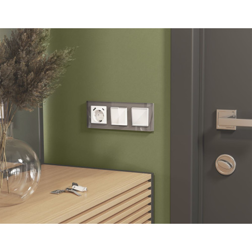 Комплект механизма 2-клавишного перекрестного выключателя 10A-250V Alfa Белый глянец Quant Ambrella Volt MA103030 (AP1030, VM125)