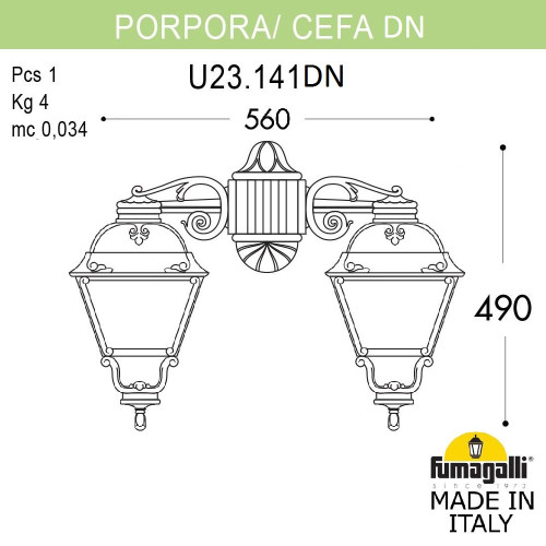 Уличный настенный светильник Fumagalli PORPORA/CEFA DN U23.141.000.WXE27DN