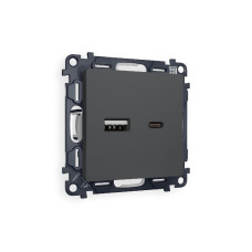 Комплект механизма розетки 2USB A+C 20W (быстрая зарядка) Ambrella Volt Alfa MA911010