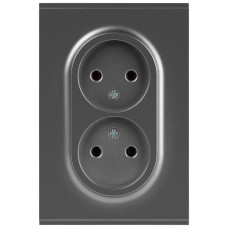 Розетка Эра Arktik 16-2107-06 без заземления двойная 2X2P 16А-250В графит Б0071686