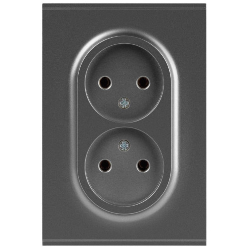 Розетка Эра Arktik 16-2107-06 без заземления двойная 2X2P 16А-250В графит Б0071686