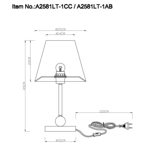 Настольная лампа Arte Lamp ELBA A2581LT-1AB