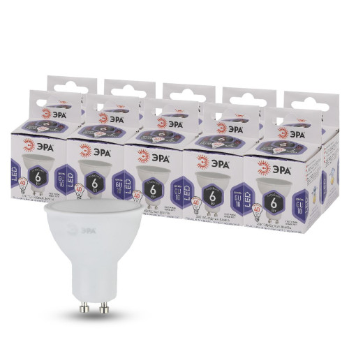 Лампа светодиодная Эра GU10 6W 6000K LED MR16-6W-860-GU10 Б0049070