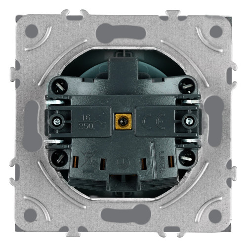 Розетка 1-местная с з/ш с/з (механизм) СЗК Stekker Эмили 250В 16А RST16-5110-10ZK платиново-серый soft touch 50243