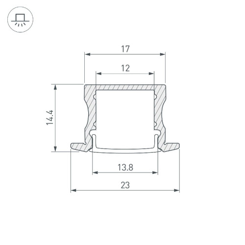 Алюминиевый профиль Arlight LINE-2315-F-2000 ANOD BLACK 044278