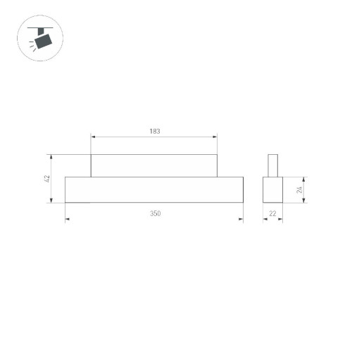 Трековый магнитный светильник Arlight MAG-ORIENT-FLAT-L350-12W Warm3000 (BK, 80 deg, 48V) 049588