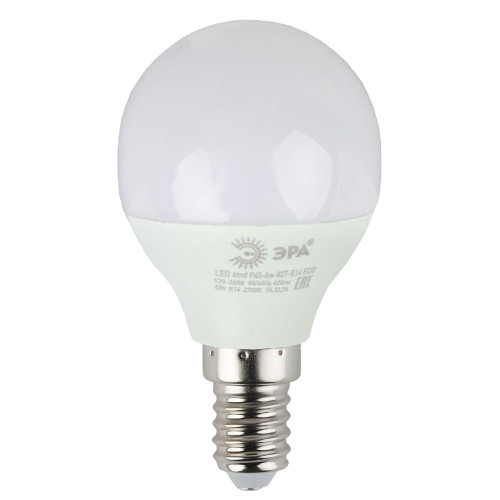 Лампа светодиодная Эра E14 6W 4000K ECO LED P45-6W-840-E14 Б0019077