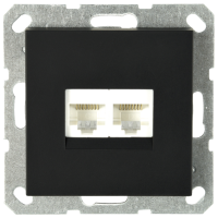 Интернет розетка Jasmart двойная разъем RJ45х2 с накладкой черный матовый (soft touch) G6106PB