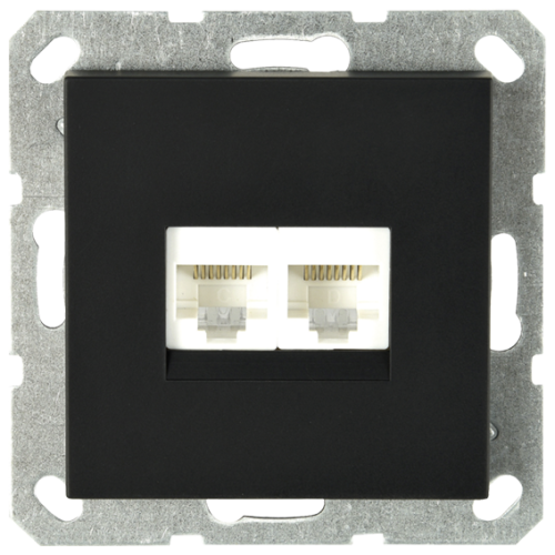 Интернет розетка Jasmart двойная разъем RJ45х2 с накладкой черный матовый (soft touch) G6106PB