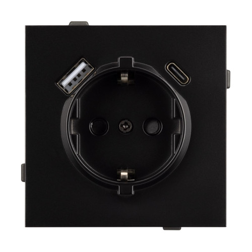 Механизм розетки с USB зарядкой Arlight SCT-TENDO-MUAC-PL-BK (230V, 16A) 054087