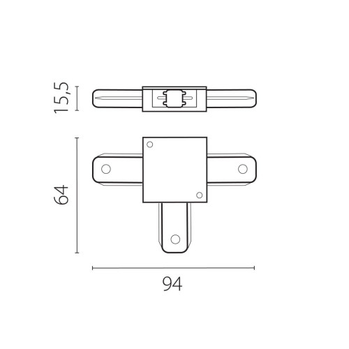 Соединитель T-образный однофазный к 50202X-P, 50203X-P Barra Lightstar 502137-P