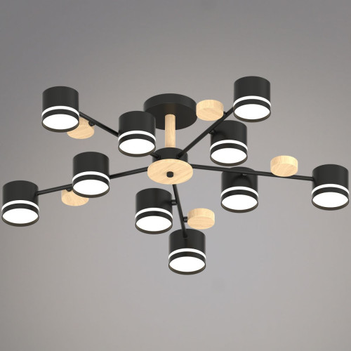 Люстра на штанге Reluce 68730-0.3-10 GX53 BK+WOOD Люстра на штанге Reluce 68730-0.3-10 GX53 BK+WOOD