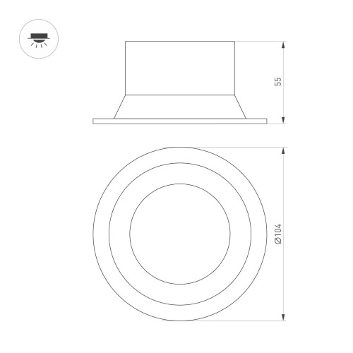 Встраиваемый светильник Arlight MS-BREEZE-BUILT-R104-12W Day4000 (WH, 90 deg, 230V) 035611