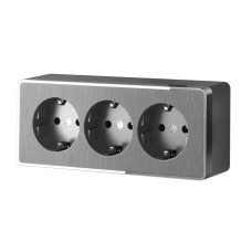 Розетка тройная с/з со шторками Werkel Gallant графит рифленый W5073104 4690389163852