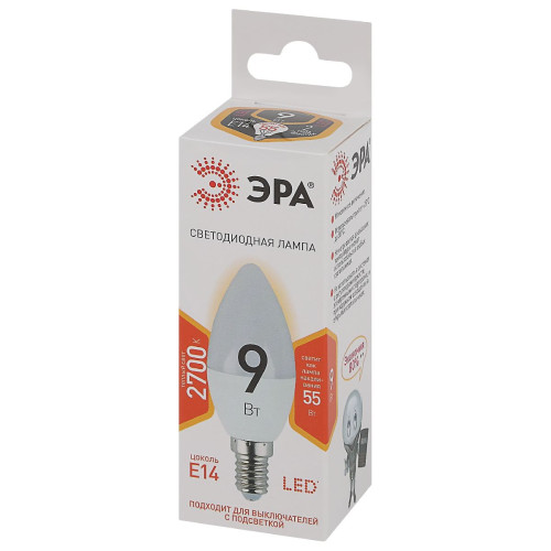 Лампа светодиодная Эра E14 9W 2700K LED B35-9W-827-E14 Б0047935