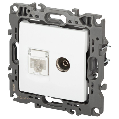 Розетка комбинированная RJ45+TV Эра 12-3110-01М Б0065691