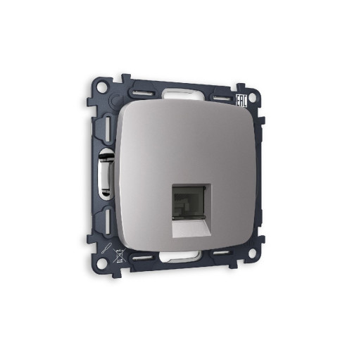 Комплект механизма телефонной розетки RJ-11(4P4C) со шторкой Ambrella Volt Omega MO512030