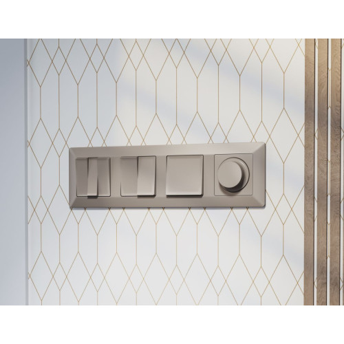 Комплект механизма 2-клавишного перекрестного выключателя 10A-250V Alfa Серо-бежевый матовый Quant Ambrella Volt MA363030 (AP3630, VM125)