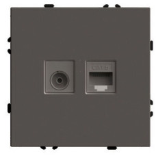 Розетка TV + компьютерная RJ-45 (механизм) Stekker Эмили RST00-5106-09 антрацит soft touch