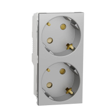 Розетка двойная Schneider Electric Unica New Modular с/з со шторками NU306730A