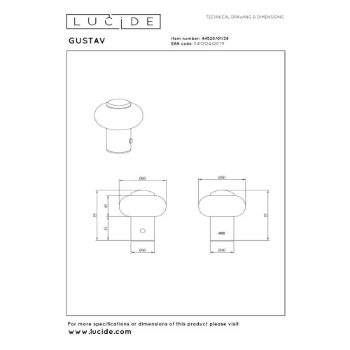Настольная лампа Lucide Gustav 44520/01/38