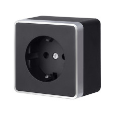 Розетка с заземлением и шторками Werkel Gallant (черный с серебром) W5071134 4690389164569 a051150