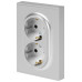 Розетка Эра Arktik 16-2104-03 двойная с заземлением 2X2P+E Schuko 16А-250В алюминий Б0070446