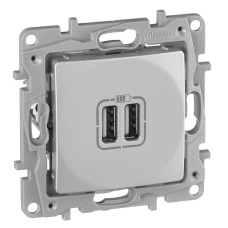 Розетка 2хUSB Legrand Etika алюминий 672494