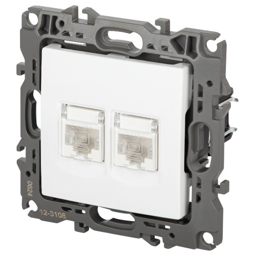 Розетка компьютерная двойная RJ45 Эра 12-3108-01М Б0065686
