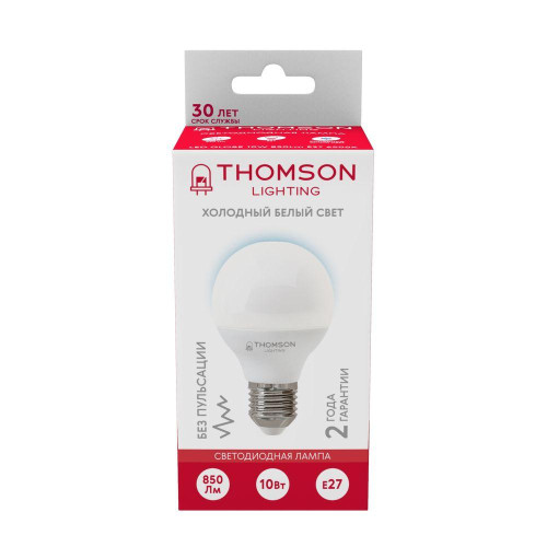 Лампа светодиодная Thomson E27 10W 6500K шар матовый TH-B2320