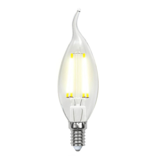 Лампа светодиодная филаментная (UL-00002229) Uniel E14 6W 4000K прозрачная LED-CW35-6W/NW/E14/CL GLA01TR