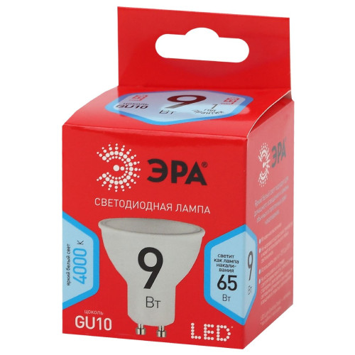 Лампа светодиодная Эра GU10 9W 4000K ECO LED MR16-9W-840-GU10 Б0044089
